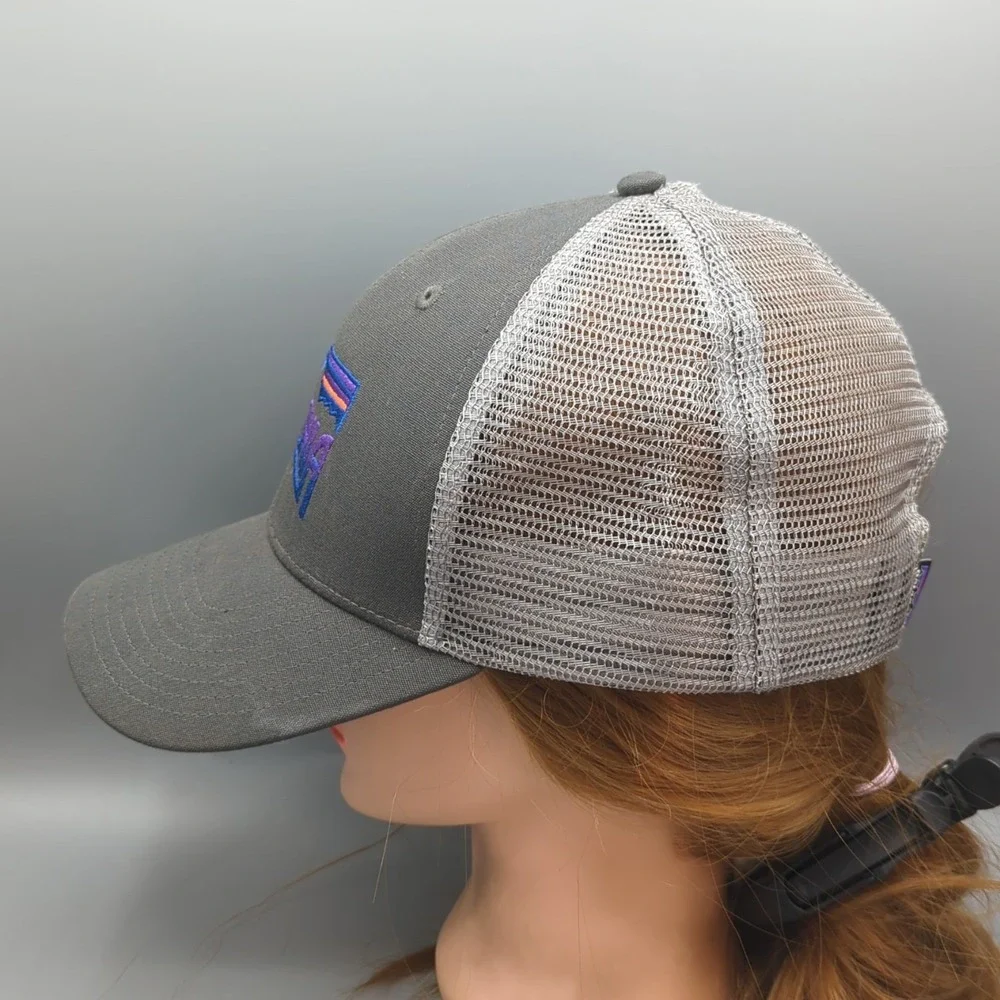 Patagonia Fitz Roy Horizon Trucker Hat Gray Purple Snapback Cap Mesh Unisex